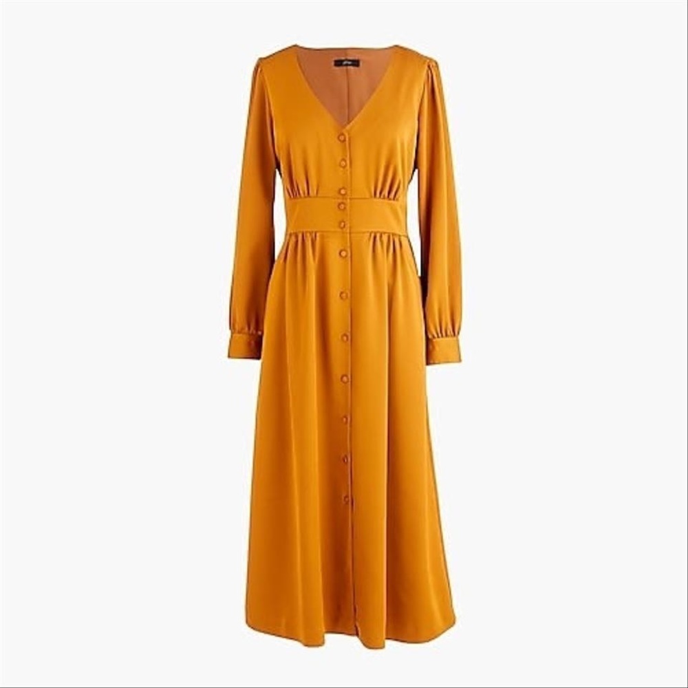 NWT J Crew A-Line Midi Button-Front Warm Caramel